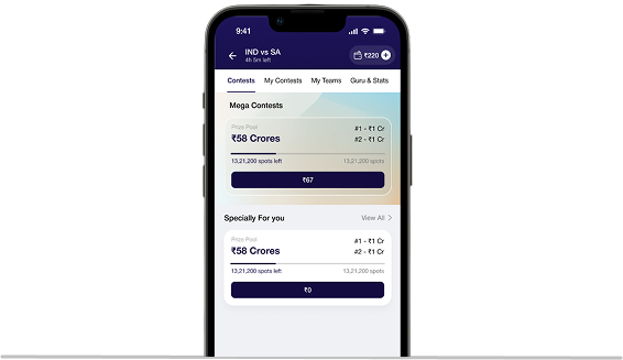 Select Contest Mobile Screen